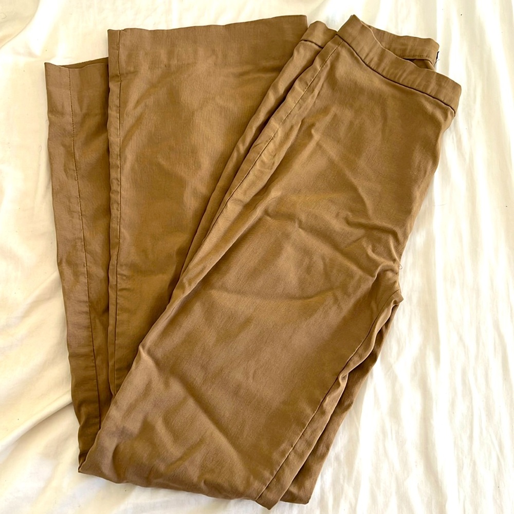 Zara Basic Womens Straight Leg Pants High Rise Flat Front Zip Fly Brown Size 0